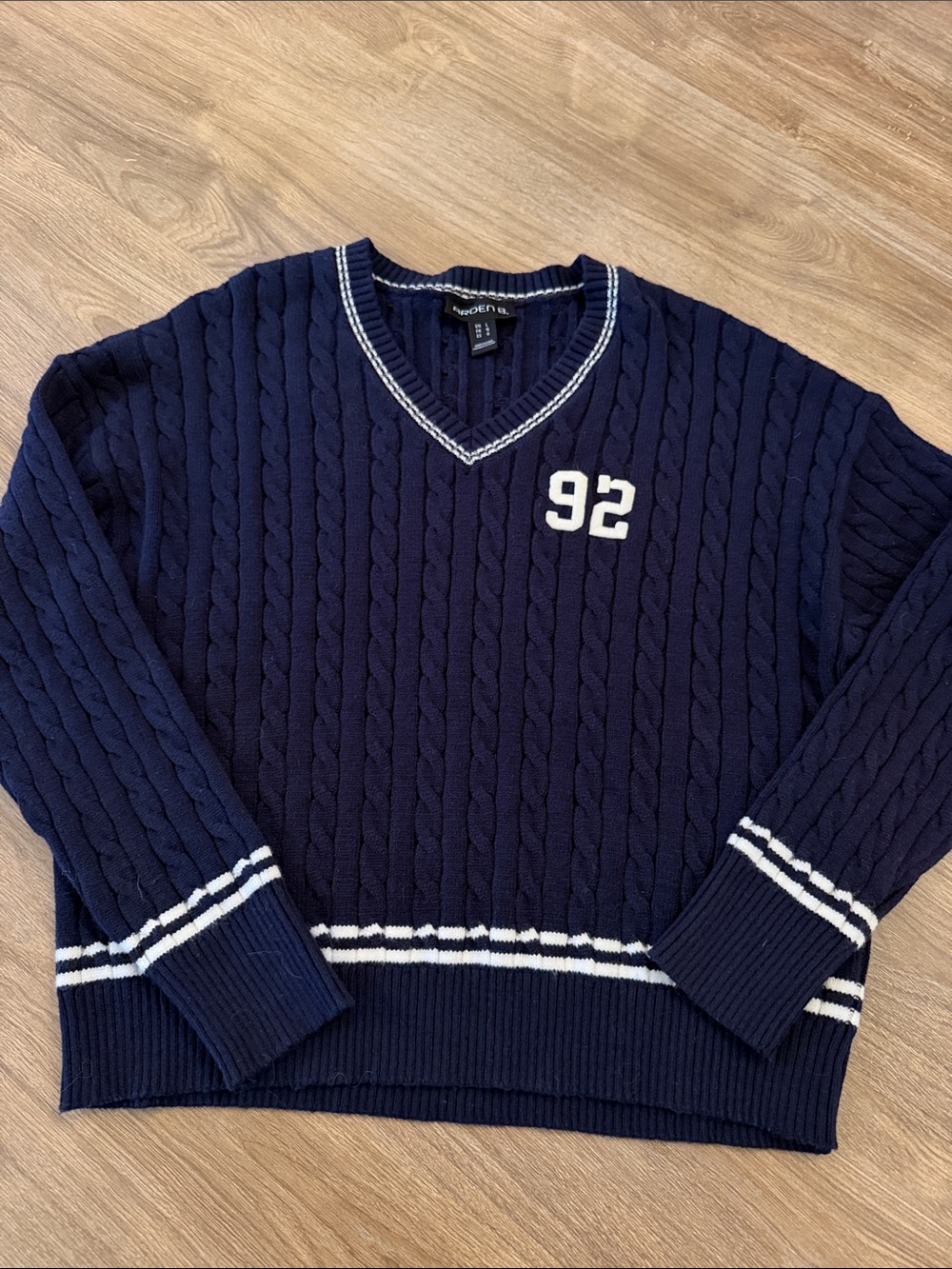 Arden B | Navy Cable-Knit Sweater | Large